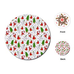 Hd-wallpaper-christmas-pattern-pattern-christmas-trees-santa-vector Playing Cards Single Design (Round)