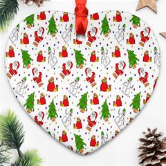 Hd-wallpaper-christmas-pattern-pattern-christmas-trees-santa-vector Heart Ornament (Two Sides)