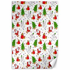 Hd-wallpaper-christmas-pattern-pattern-christmas-trees-santa-vector Canvas 12  x 18 