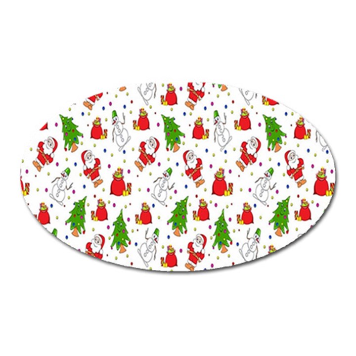 Hd-wallpaper-christmas-pattern-pattern-christmas-trees-santa-vector Oval Magnet