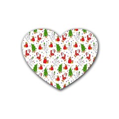 Hd-wallpaper-christmas-pattern-pattern-christmas-trees-santa-vector Rubber Coaster (Heart)