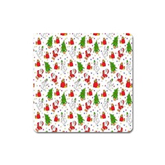 Hd-wallpaper-christmas-pattern-pattern-christmas-trees-santa-vector Square Magnet by nate14shop