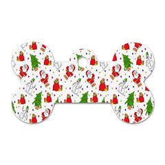 Hd-wallpaper-christmas-pattern-pattern-christmas-trees-santa-vector Dog Tag Bone (One Side)