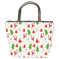 Hd-wallpaper-christmas-pattern-pattern-christmas-trees-santa-vector Bucket Bag