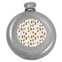 Hd-wallpaper-christmas-pattern-pattern-christmas-trees-santa-vector Round Hip Flask (5 Oz) by nate14shop