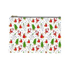 Hd-wallpaper-christmas-pattern-pattern-christmas-trees-santa-vector Cosmetic Bag (Large)