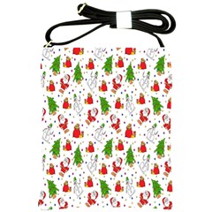 Hd-wallpaper-christmas-pattern-pattern-christmas-trees-santa-vector Shoulder Sling Bag by nate14shop