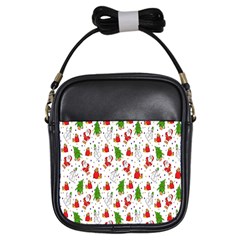 Hd-wallpaper-christmas-pattern-pattern-christmas-trees-santa-vector Girls Sling Bag by nate14shop