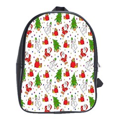 Hd-wallpaper-christmas-pattern-pattern-christmas-trees-santa-vector School Bag (XL)