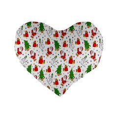 Hd-wallpaper-christmas-pattern-pattern-christmas-trees-santa-vector Standard 16  Premium Heart Shape Cushions