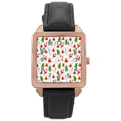 Hd-wallpaper-christmas-pattern-pattern-christmas-trees-santa-vector Rose Gold Leather Watch 