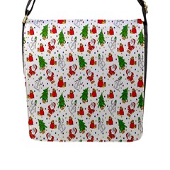 Hd-wallpaper-christmas-pattern-pattern-christmas-trees-santa-vector Flap Closure Messenger Bag (L)