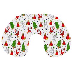 Hd-wallpaper-christmas-pattern-pattern-christmas-trees-santa-vector Travel Neck Pillow