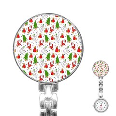 Hd-wallpaper-christmas-pattern-pattern-christmas-trees-santa-vector Stainless Steel Nurses Watch