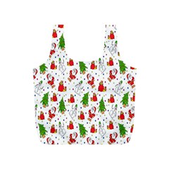 Hd-wallpaper-christmas-pattern-pattern-christmas-trees-santa-vector Full Print Recycle Bag (S)