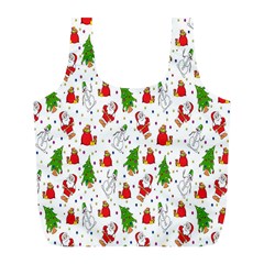 Hd-wallpaper-christmas-pattern-pattern-christmas-trees-santa-vector Full Print Recycle Bag (l) by nate14shop