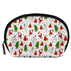 Hd-wallpaper-christmas-pattern-pattern-christmas-trees-santa-vector Accessory Pouch (Large)