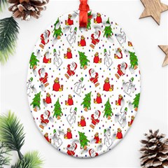 Hd-wallpaper-christmas-pattern-pattern-christmas-trees-santa-vector Oval Filigree Ornament (two Sides) by nate14shop