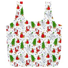 Hd-wallpaper-christmas-pattern-pattern-christmas-trees-santa-vector Full Print Recycle Bag (xl) by nate14shop