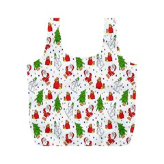 Hd-wallpaper-christmas-pattern-pattern-christmas-trees-santa-vector Full Print Recycle Bag (m)