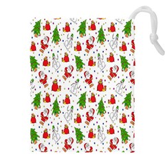 Hd-wallpaper-christmas-pattern-pattern-christmas-trees-santa-vector Drawstring Pouch (5xl)