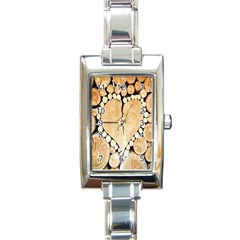 Wooden Heart Rectangle Italian Charm Watch