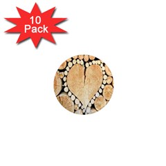 Wooden Heart 1  Mini Magnet (10 pack) 