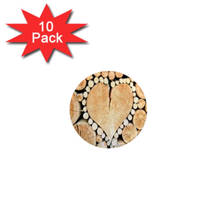 Wooden Heart 1  Mini Magnet (10 pack) 