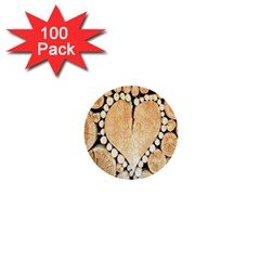 Wooden Heart 1  Mini Buttons (100 pack) 