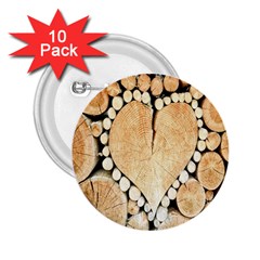 Wooden Heart 2.25  Buttons (10 pack) 