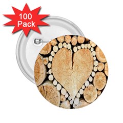 Wooden Heart 2.25  Buttons (100 pack) 