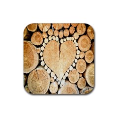 Wooden Heart Rubber Coaster (Square)