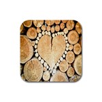 Wooden Heart Rubber Square Coaster (4 pack) Front