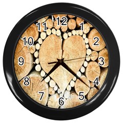 Wooden Heart Wall Clock (Black)