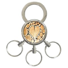 Wooden Heart 3-Ring Key Chain