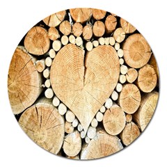 Wooden Heart Magnet 5  (Round)