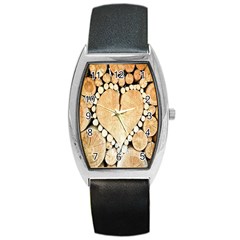 Wooden Heart Barrel Style Metal Watch