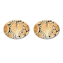 Wooden Heart Cufflinks (Oval)