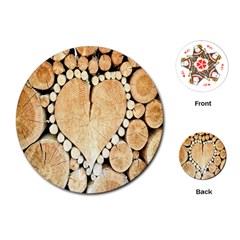 Wooden Heart Playing Cards Single Design (Round)