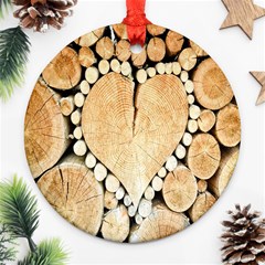 Wooden Heart Round Ornament (Two Sides)