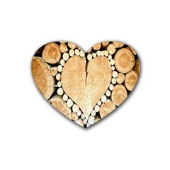 Wooden Heart Rubber Heart Coaster (4 pack)