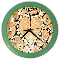 Wooden Heart Color Wall Clock