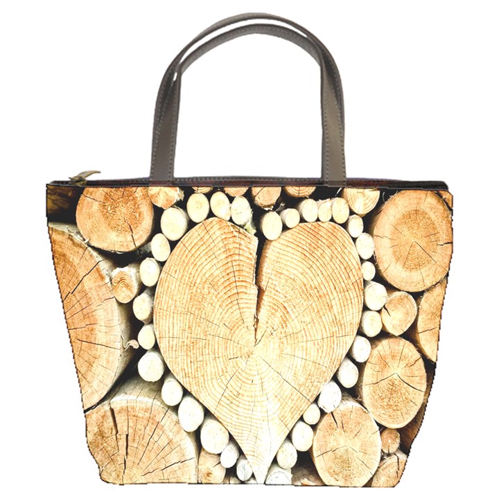 Wooden Heart Bucket Bag