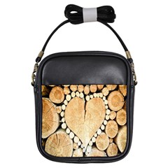 Wooden Heart Girls Sling Bag