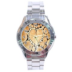 Wooden Heart Stainless Steel Analogue Watch