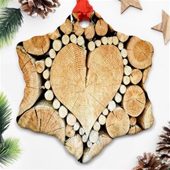 Wooden Heart Ornament (Snowflake)