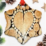 Wooden Heart Snowflake Ornament (Two Sides) Front