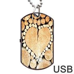 Wooden Heart Dog Tag USB Flash (One Side)