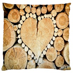 Wooden Heart Large Cushion Case (One Side)