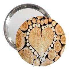 Wooden Heart 3  Handbag Mirrors